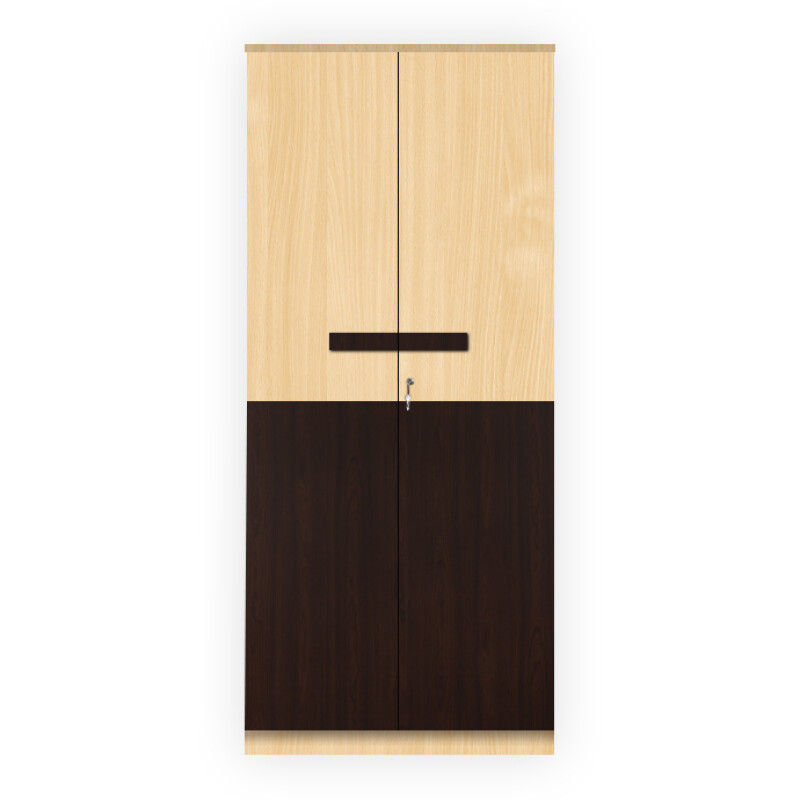 Engineering Wood 2 Door Wardrobe in Ice Beech & Choco Walnut