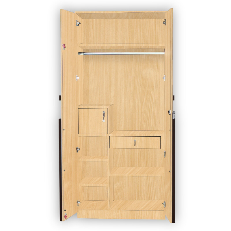 Engineering Wood 2 Door Wardrobe in Ice Beech & Choco Walnut