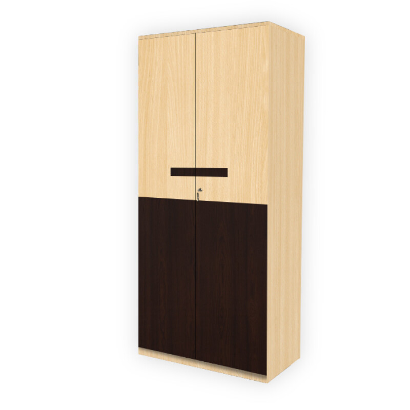Engineering Wood 2 Door Wardrobe in Ice Beech & Choco Walnut