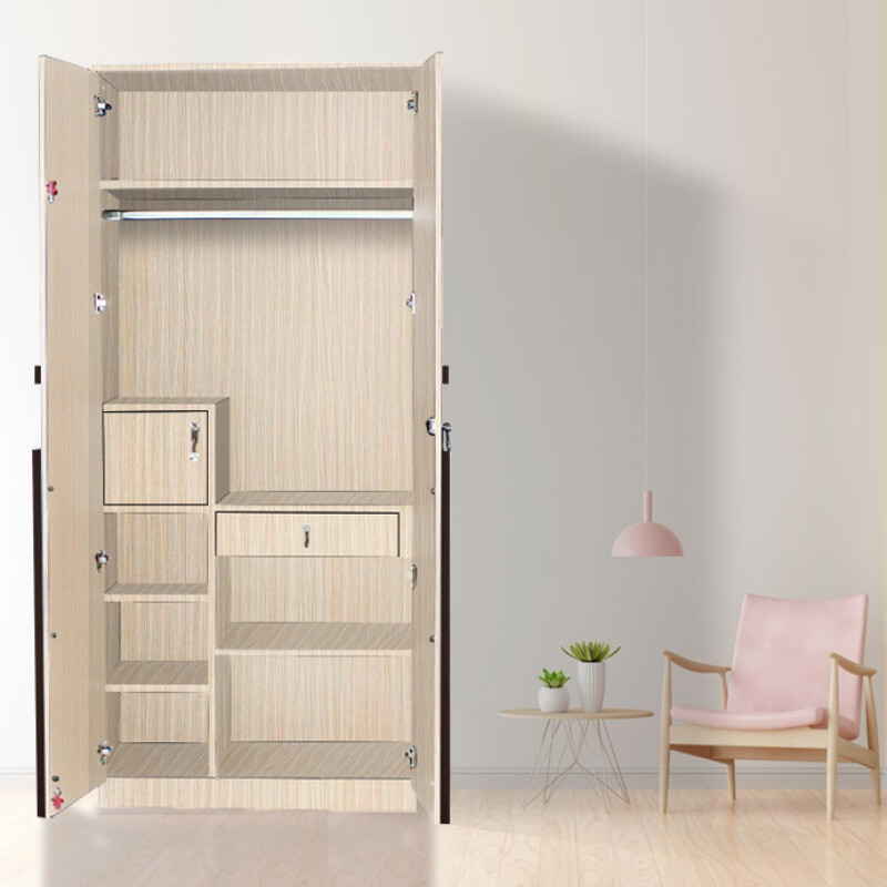 Engineering Wood 2 Door Wardrobe in Hiland Pine & Choco Walnut