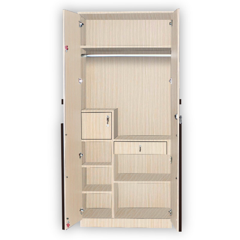 Engineering Wood 2 Door Wardrobe in Hiland Pine & Choco Walnut