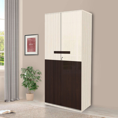 Engineering Wood 2 Door Wardrobe in Hiland Pine & Choco Walnut