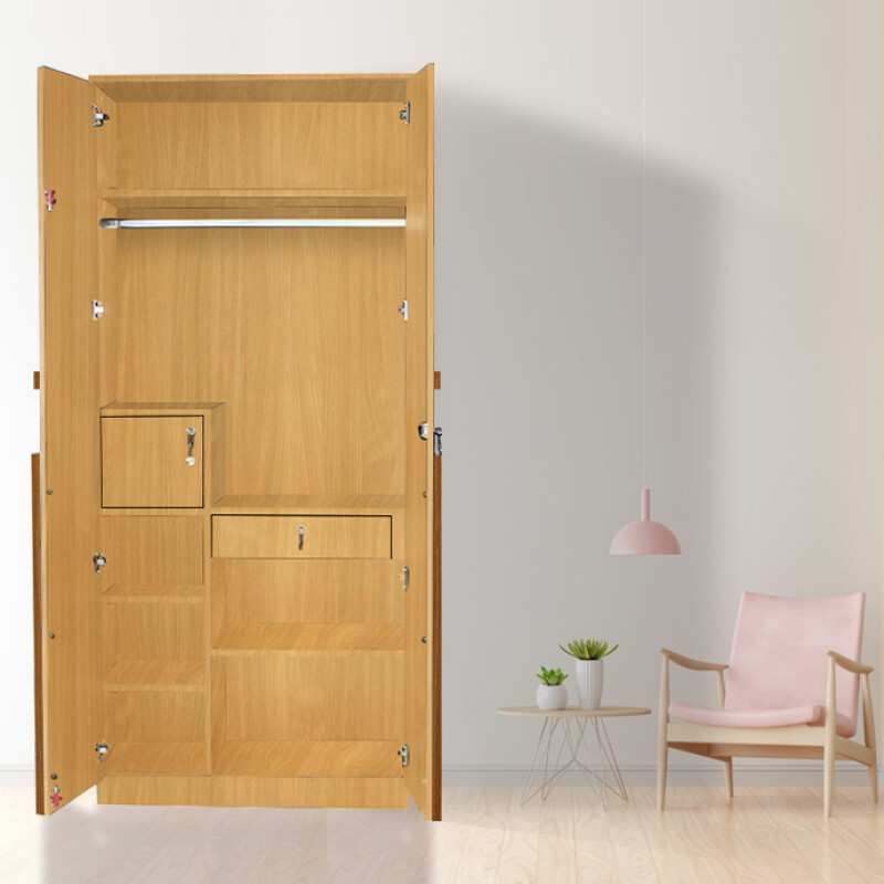 Engineering Wood 2 Door Wardrobe in Mysore Teak & Bavarian Beech