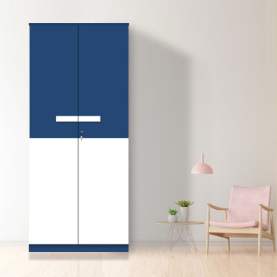 Engineering Wood 2 Door Wardrobe in Electric Blue & White