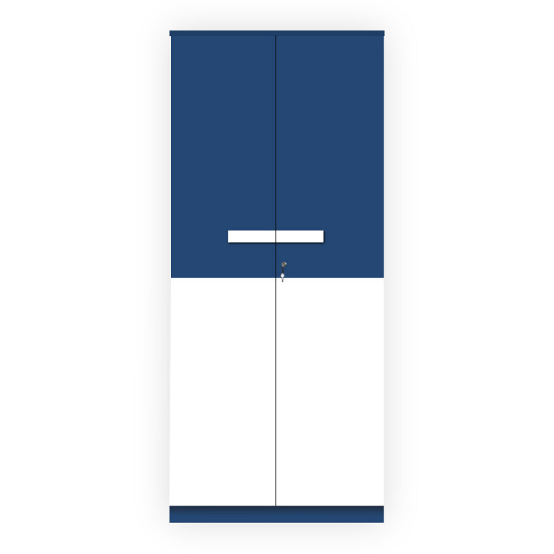Engineering Wood 2 Door Wardrobe in Electric Blue & White
