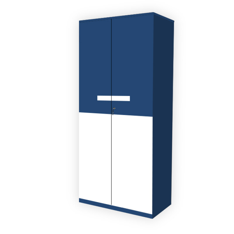 Engineering Wood 2 Door Wardrobe in Electric Blue & White
