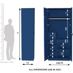Engineering Wood 2 Door Wardrobe in Electric Blue & White