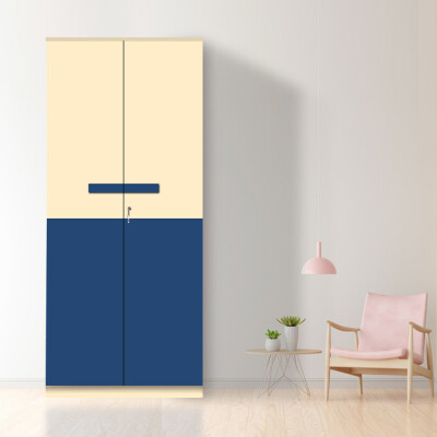 Engineering Wood 2 Door Wardrobe in Electric Blue & Ivory