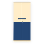 Engineering Wood 2 Door Wardrobe in Electric Blue & Ivory
