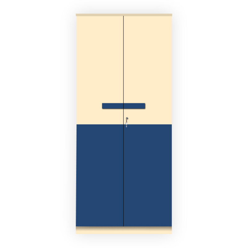 Engineering Wood 2 Door Wardrobe in Electric Blue & Ivory