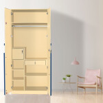 Engineering Wood 2 Door Wardrobe in Electric Blue & Ivory