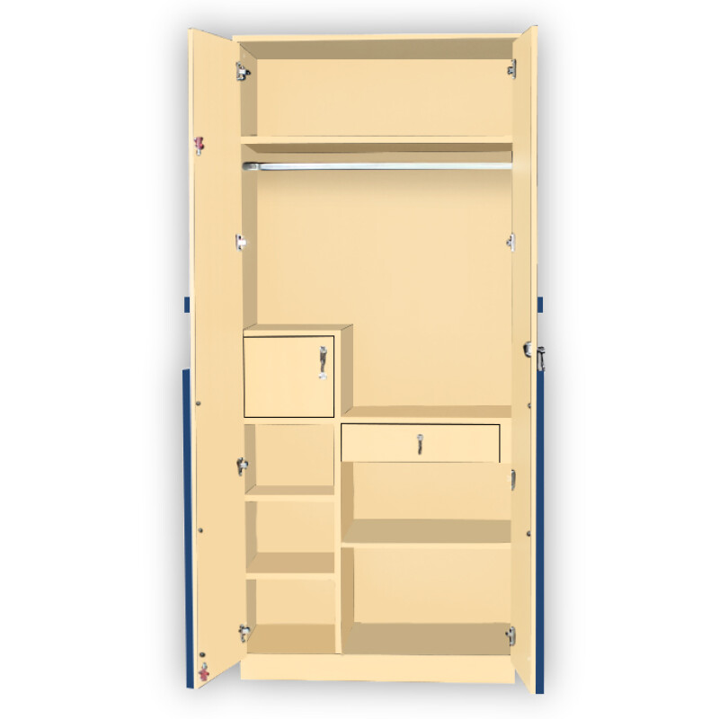 Engineering Wood 2 Door Wardrobe in Electric Blue & Ivory