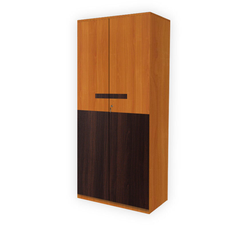Engineering Wood 2 Door Wardrobe in Oxford Cherry & Dark Maple