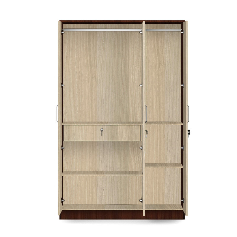BHF 3 Door Wardrobe in Hiland Pine & Moldau Akazie Finish
