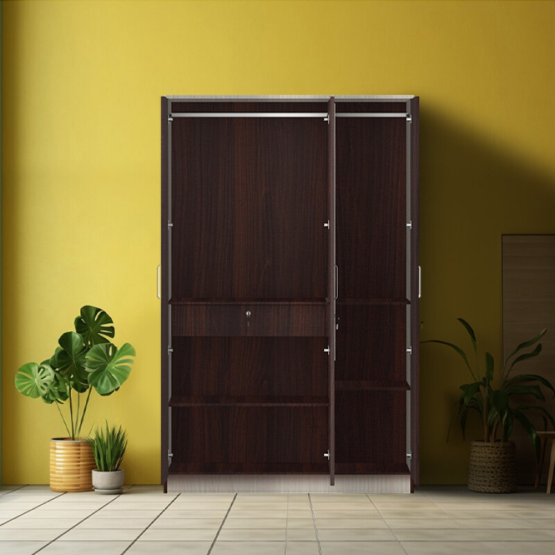 BHF 3 Door Wardrobe in Dark Maple & Hiland Pine Finish