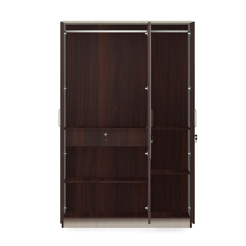 BHF 3 Door Wardrobe in Dark Maple & Hiland Pine Finish