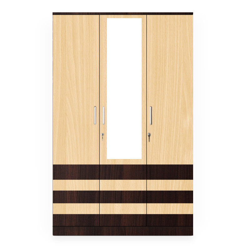 BHF 3 Door Wardrobe in Dark Maple & Ice Beech Finish