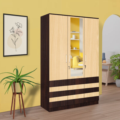 BHF 3 Door Wardrobe in Dark Maple & Ice Beech Finish
