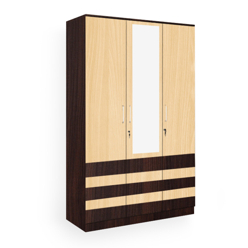 BHF 3 Door Wardrobe in Dark Maple & Ice Beech Finish