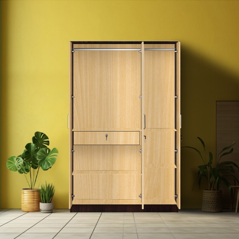 BHF 3 Door Wardrobe in Dark Maple & Ice Beech Finish