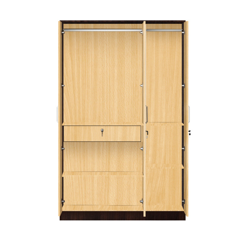 BHF 3 Door Wardrobe in Dark Maple & Ice Beech Finish