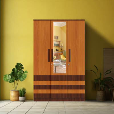 BHF 3 Door Wardrobe in Classic Planked Walnut & Oxford Cherry Finish