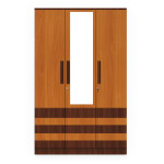 BHF 3 Door Wardrobe in Classic Planked Walnut & Oxford Cherry Finish