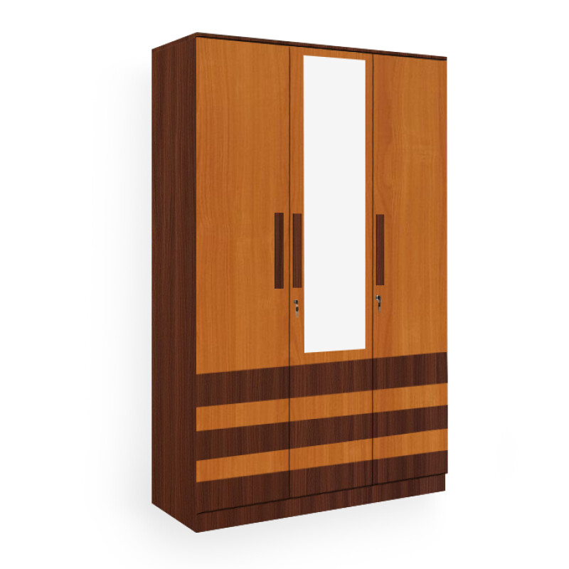 BHF 3 Door Wardrobe in Classic Planked Walnut & Oxford Cherry Finish