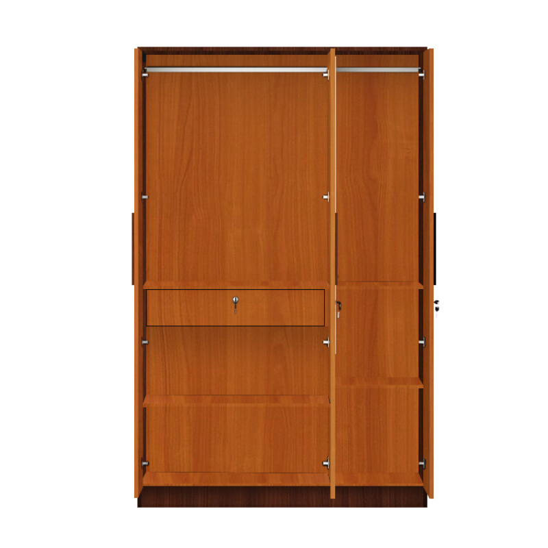BHF 3 Door Wardrobe in Classic Planked Walnut & Oxford Cherry Finish