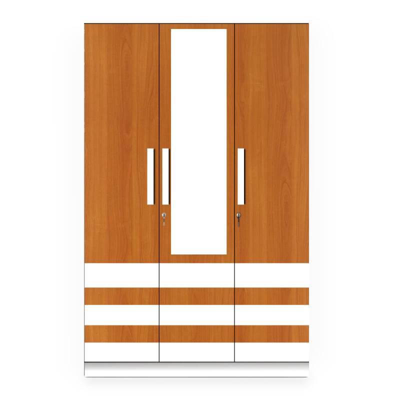 BHF 3 Door Wardrobe in Oxford Cherry & White Finish