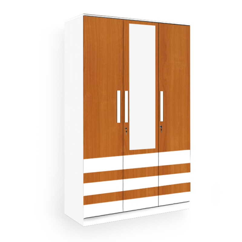 BHF 3 Door Wardrobe in Oxford Cherry & White Finish