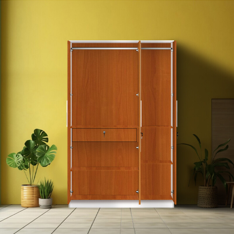 BHF 3 Door Wardrobe in Oxford Cherry & White Finish