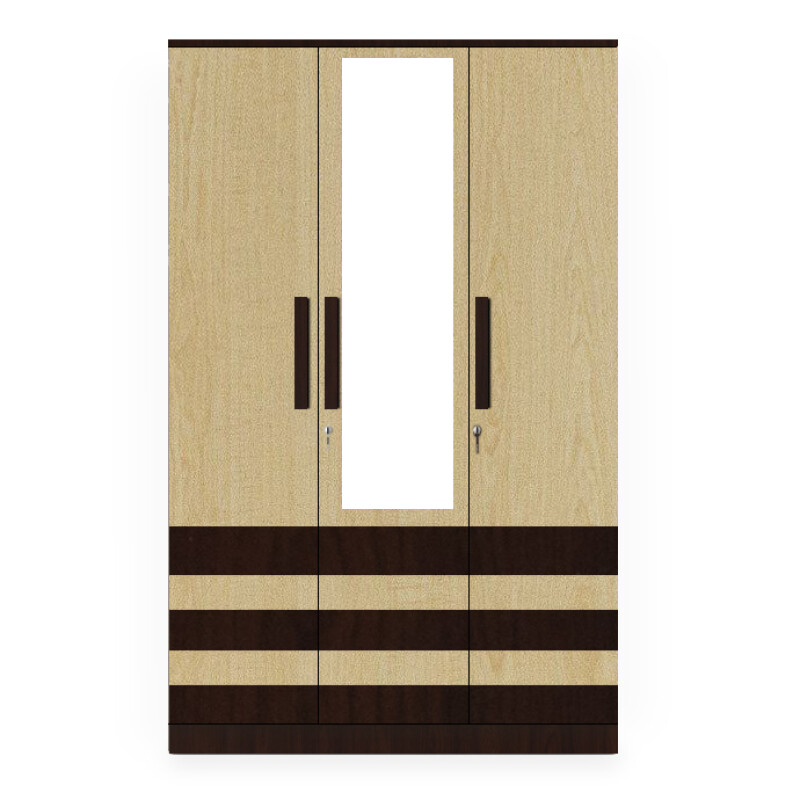 BHF 3 Door Wardrobe in Alberta Maple & Choco Walnut Finish