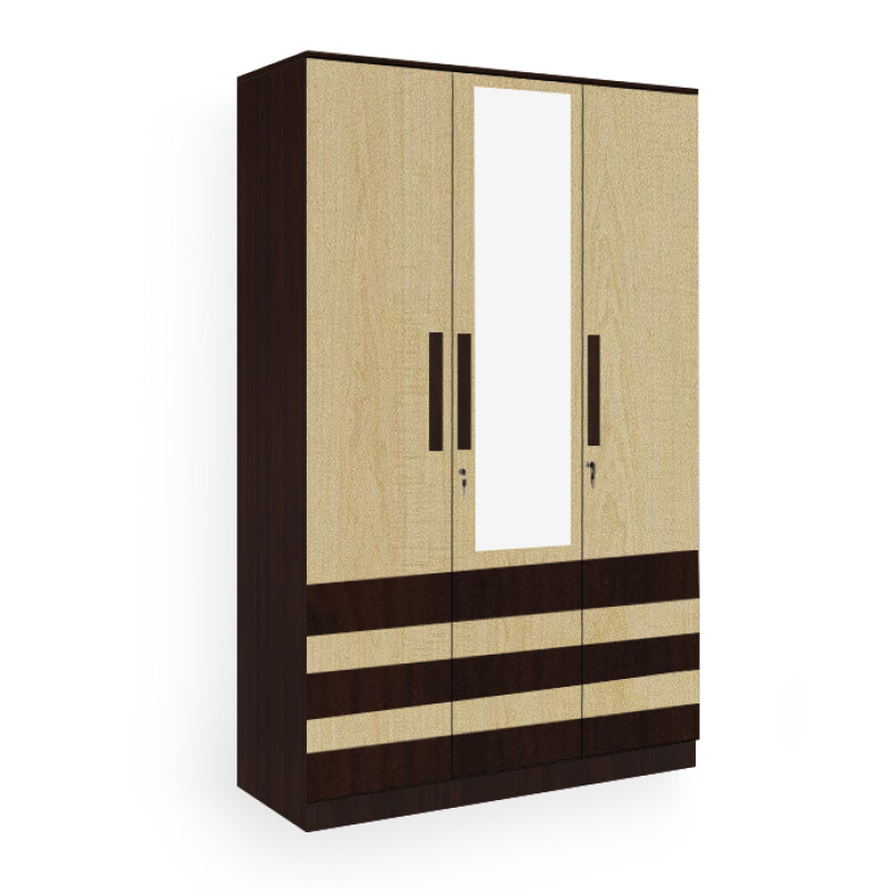 BHF 3 Door Wardrobe in Alberta Maple & Choco Walnut Finish