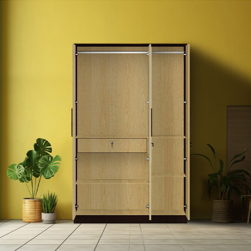 BHF 3 Door Wardrobe in Alberta Maple & Choco Walnut Finish