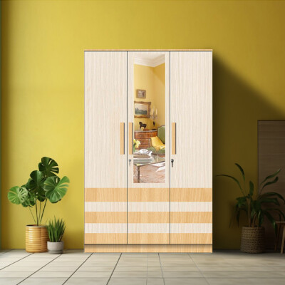 BHF 3 Door Wardrobe in Hiland Pine & Ice Beech Finish