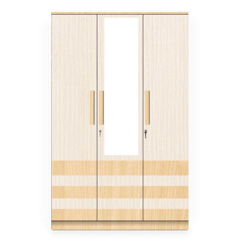 BHF 3 Door Wardrobe in Hiland Pine & Ice Beech Finish