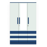 BHF 3 Door Wardrobe in Electric Blue & Silver Grey Finish