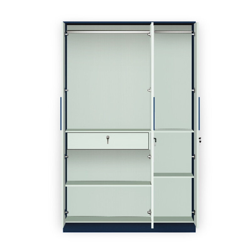 BHF 3 Door Wardrobe in Electric Blue & Silver Grey Finish