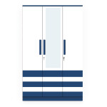 BHF 3 Door Wardrobe in White & Electric Blue Finish