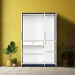 BHF 3 Door Wardrobe in White & Electric Blue Finish