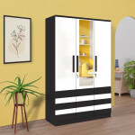 BHF 3 Door Wardrobe in Black & White Finish