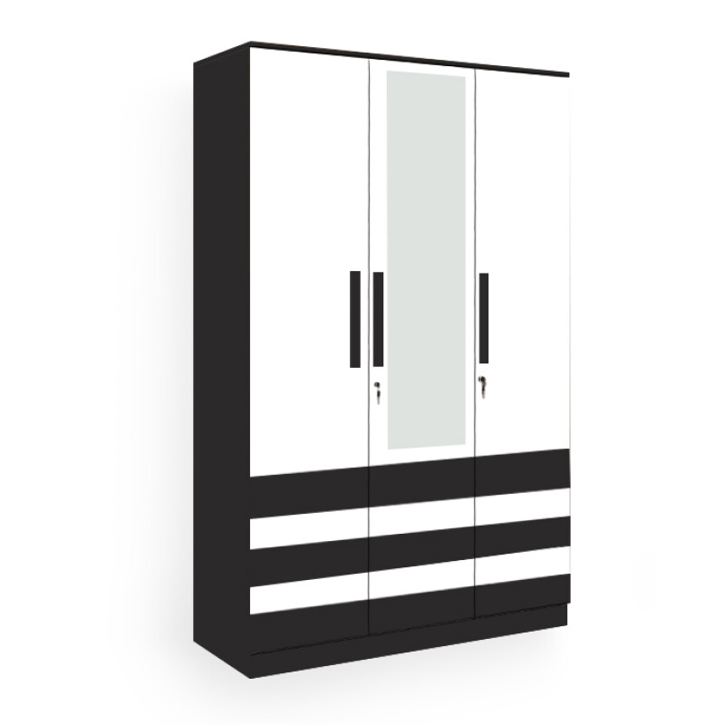 BHF 3 Door Wardrobe in Black & White Finish