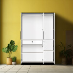 BHF 3 Door Wardrobe in Black & White Finish