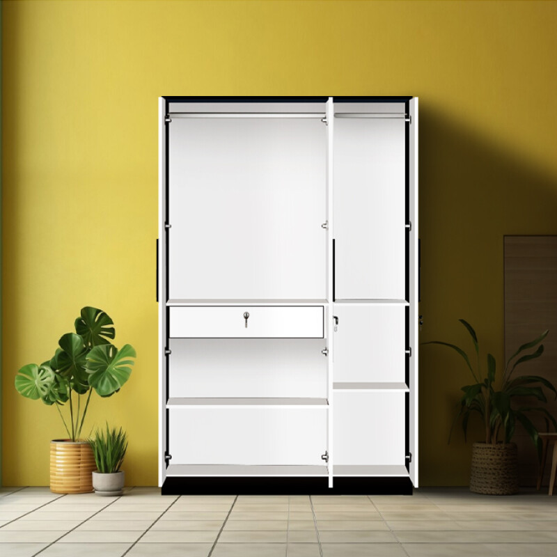 BHF 3 Door Wardrobe in Black & White Finish