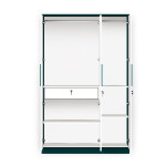 BHF 3 Door Wardrobe in Ocean Green & White Finish