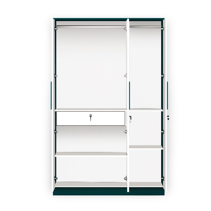 BHF 3 Door Wardrobe in Ocean Green & White Finish