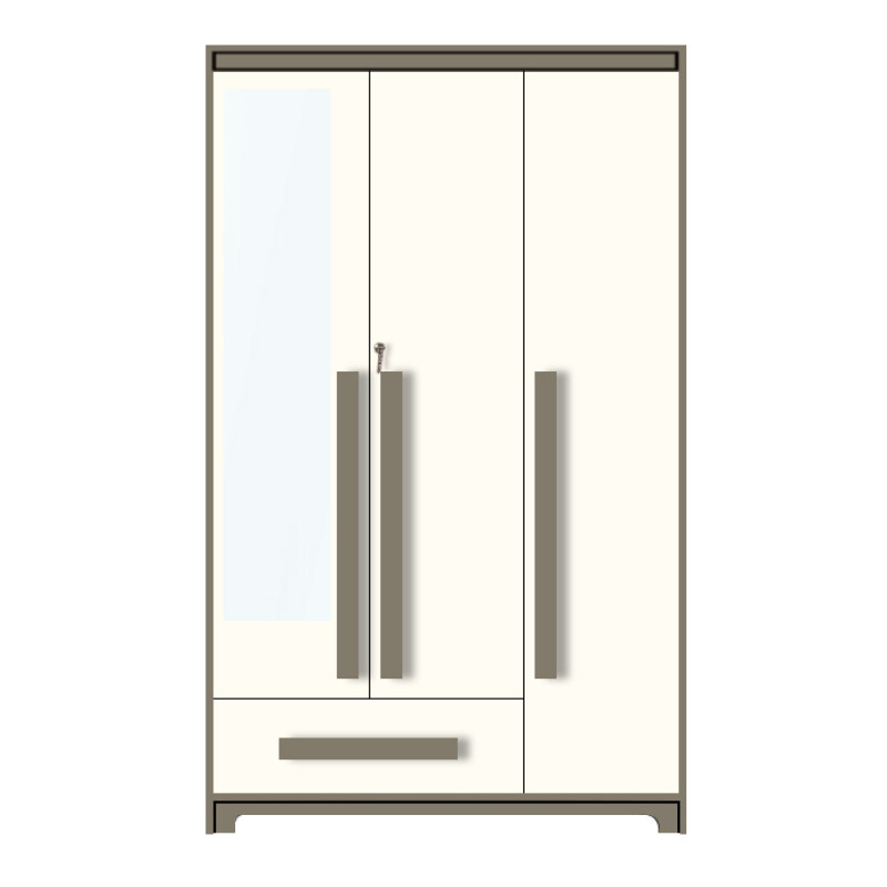 Premium 3 Door Wardrobe in Frosty White & Slate Grey Finish