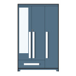 Premium 3 Door Wardrobe in Persian Blue Finish