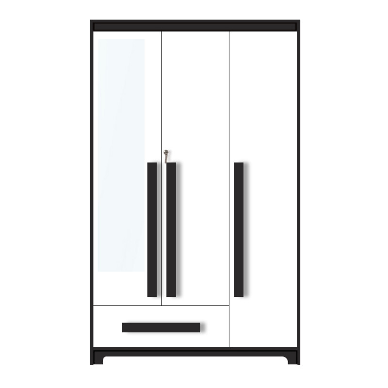 Premium 3 Door Wardrobe in Black & White Finish